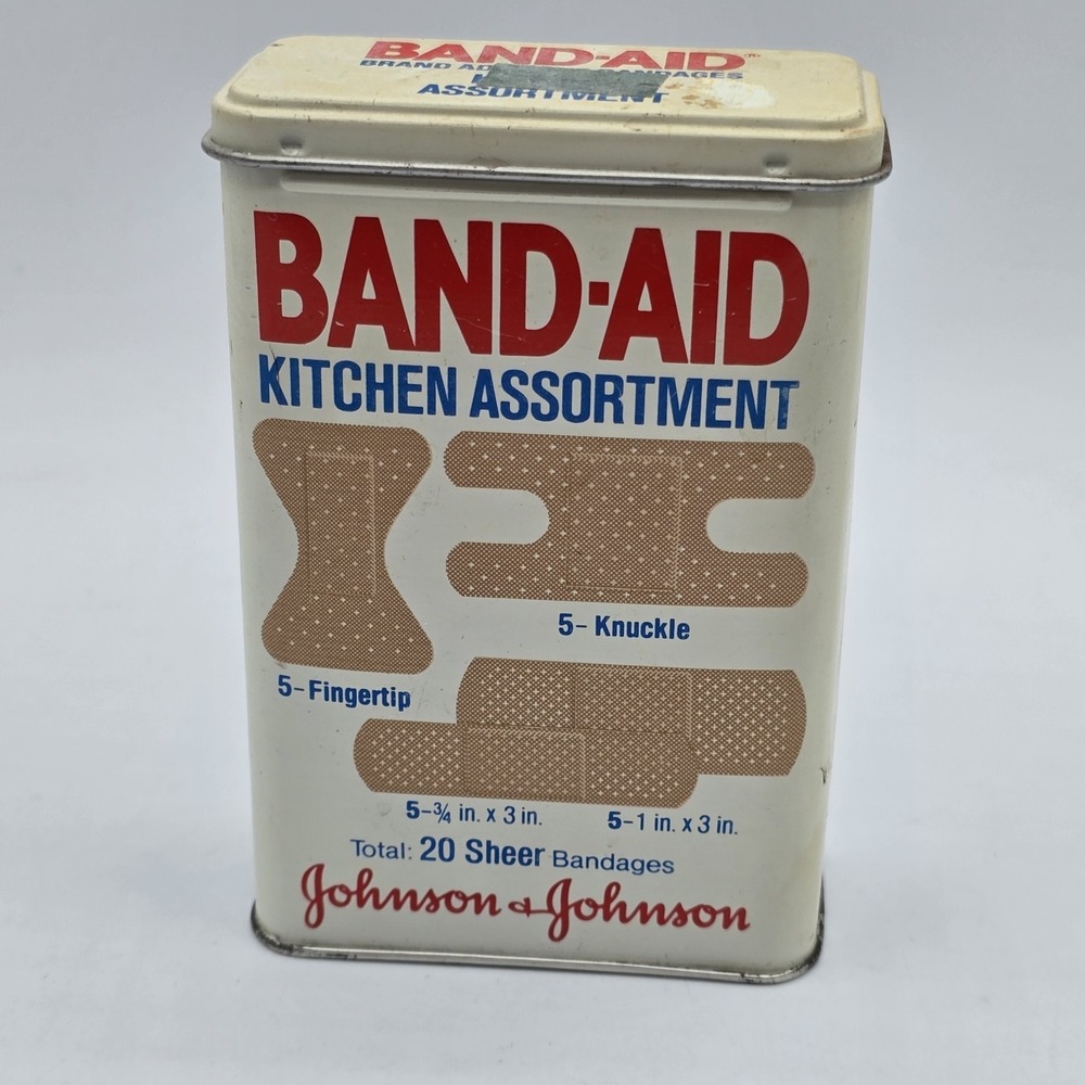 Vintage Band-Aid Kitchen Assortment 20 Sheer Strips Johnson Johnson Tin Box